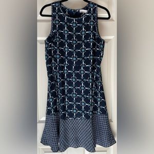 Geo print floral dress by Loft. Blue/white—size 6/8